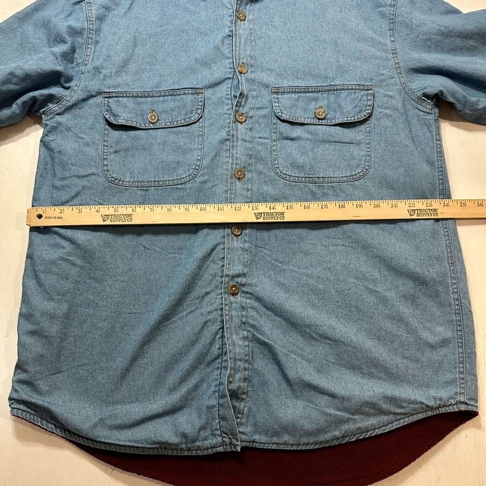 Highland Outfitters Fleece Lined Denim Shirt Jacket Men’s L Blue Button Up - Picture 4 of 9
